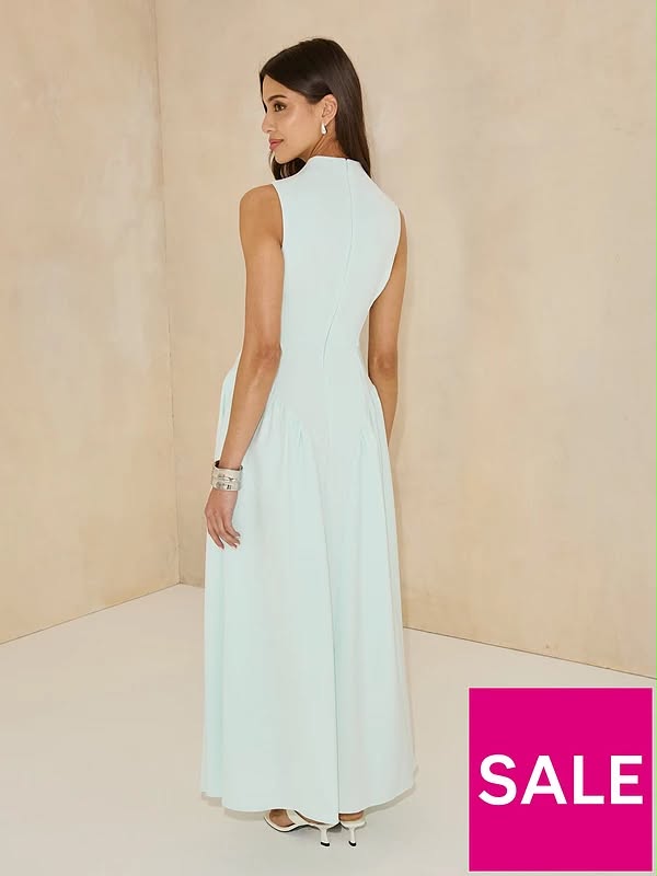 Pleated Corset Sleeveless Dress Green