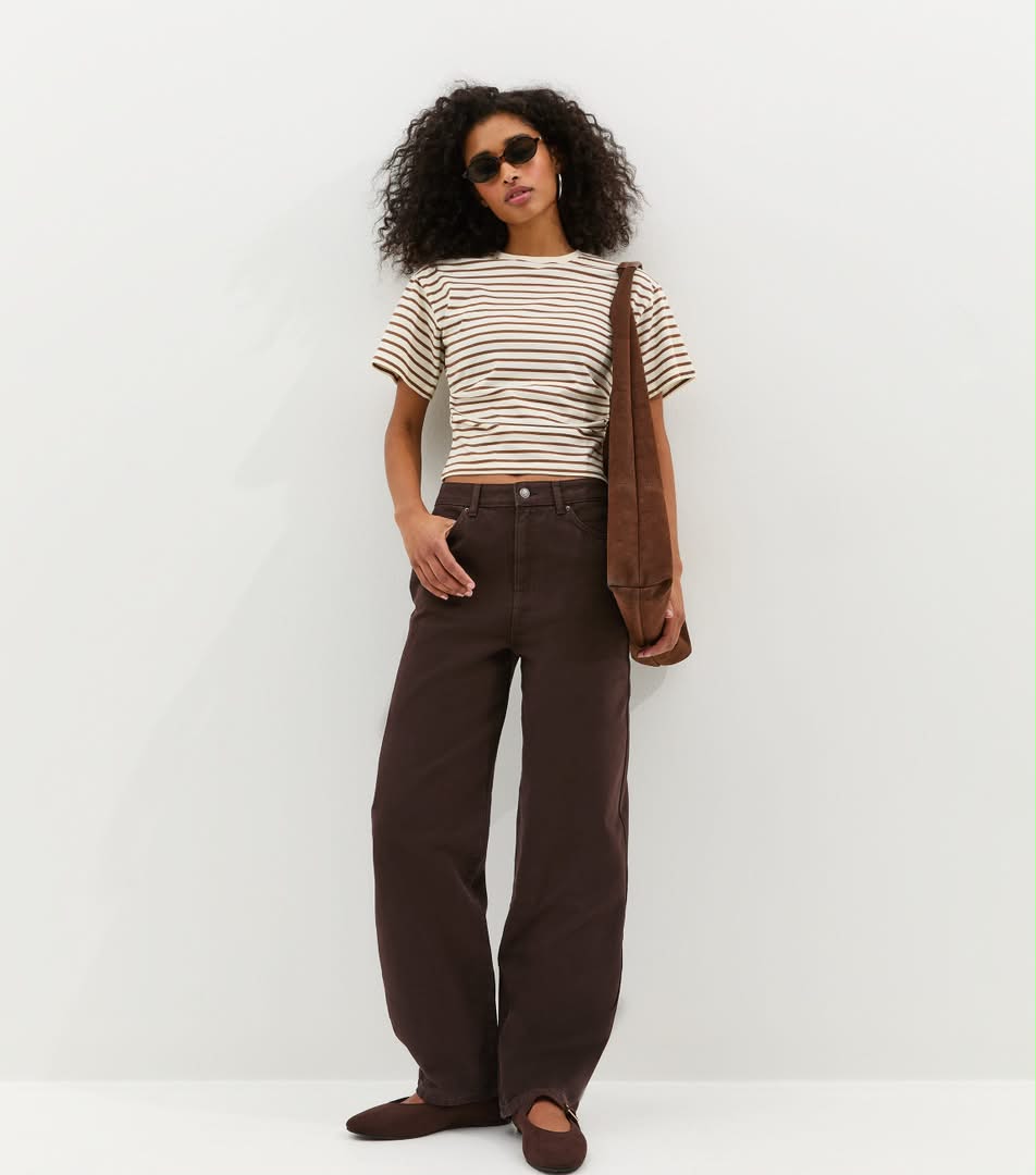 Dark Brown Barrel Leg Jeans