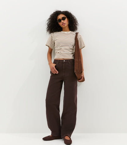 Dark Brown Barrel Leg Jeans