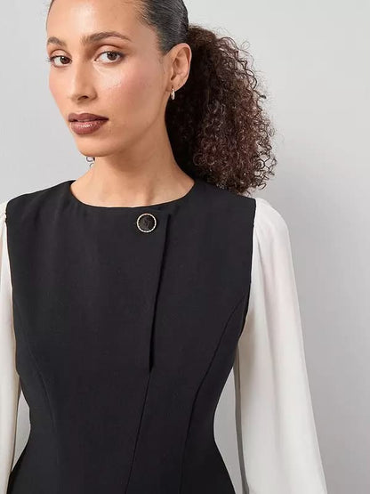 Ruffle Hem Blazer Dress Black