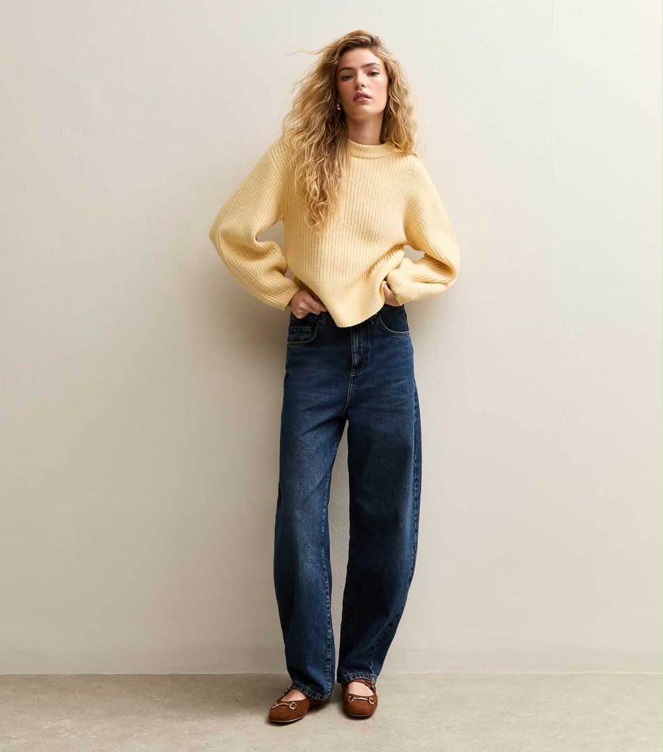 Yellow Ribbed Knit Long Sleeve Jumper