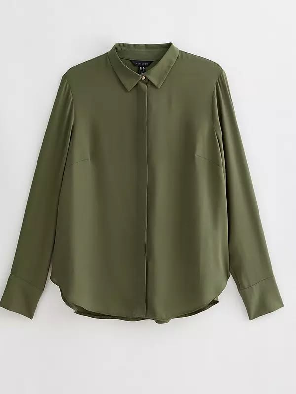 Relaxed Fit Long-sleeve Button Front Shirt
