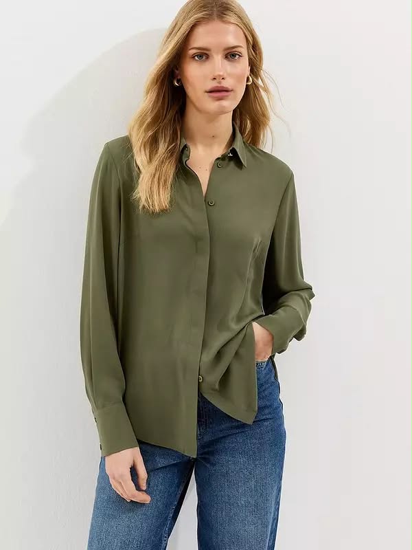 Relaxed Fit Long-sleeve Button Front Shirt