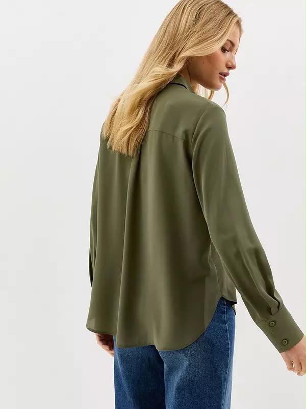 Relaxed Fit Long-sleeve Button Front Shirt