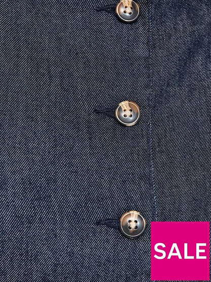 Indigo Wash Square Neck Waistcoat Blue