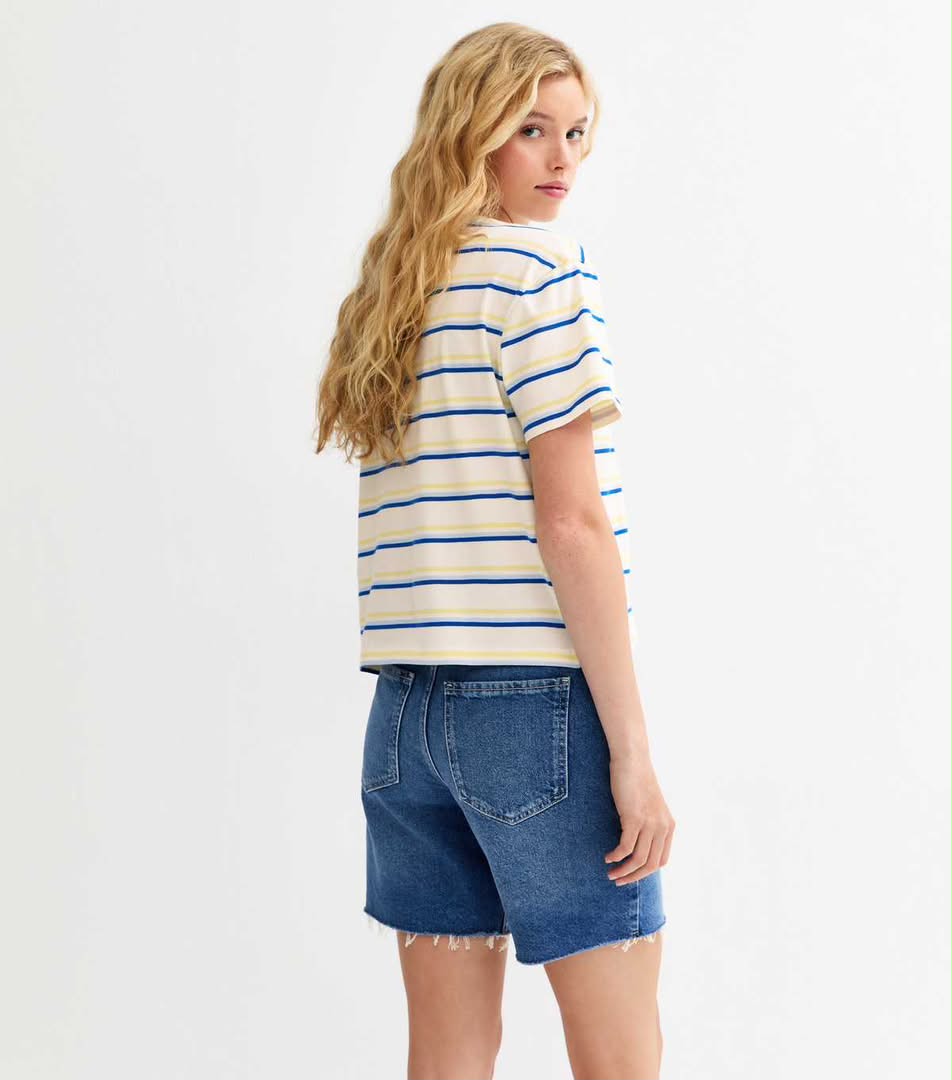 White Striped Boxy Fit T-Shirt