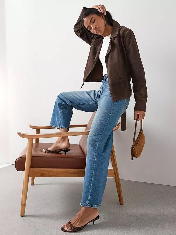 Short High Waist Wide Leg Jeans- Mid Wash