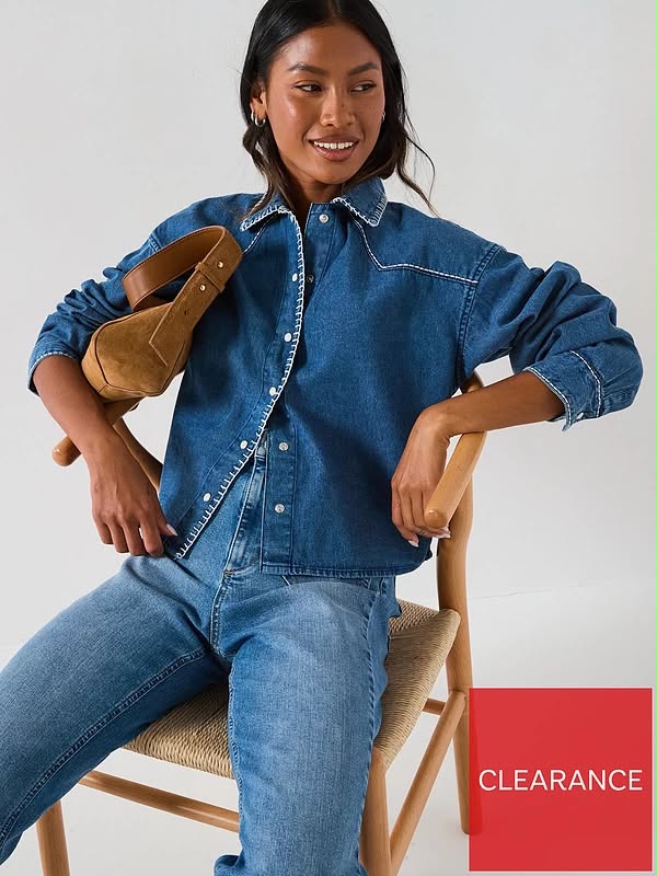 V by Very Rodeo Embroidery Denim Shirt