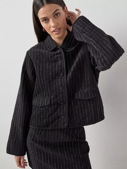 Black Cord Pinstripe Jacket