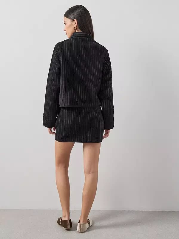 Black Cord Pinstripe Jacket