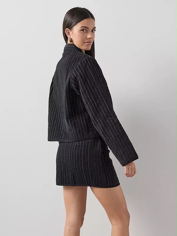 Black Cord Pinstripe Jacket