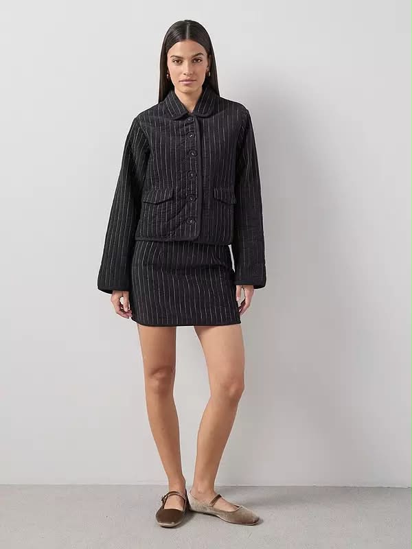 Black Cord Pinstripe Jacket