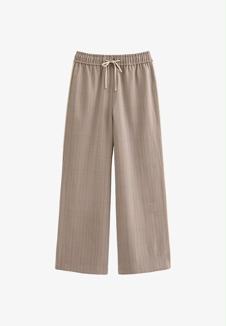 Brown Light Side Stripe Wide Leg Trouser