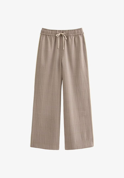 Brown Light Side Stripe Wide Leg Trouser