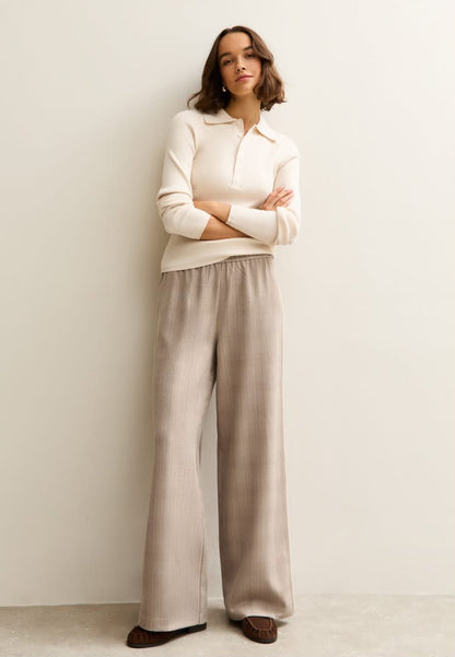 Brown Light Side Stripe Wide Leg Trouser