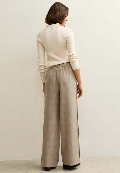 Brown Light Side Stripe Wide Leg Trouser