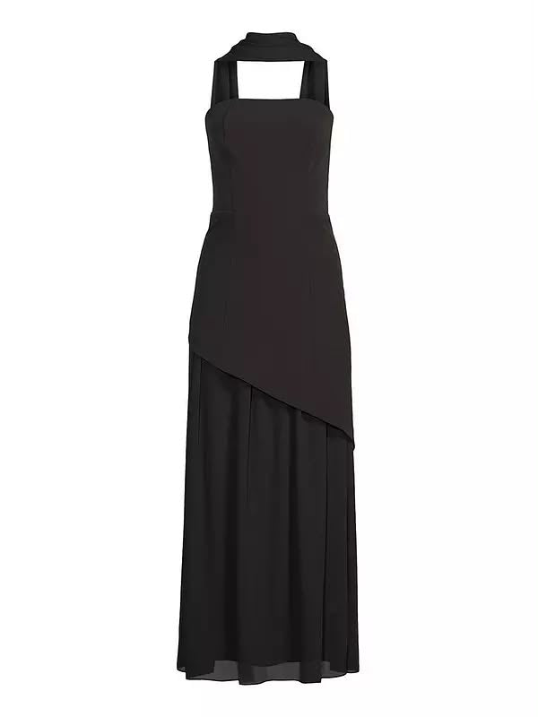 Black Scarf Bandeau Midaxi Dress