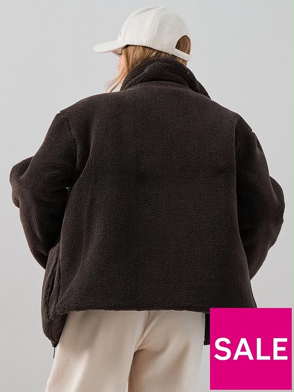 Reversible Quilted Jacket With Borg Collar - Brown