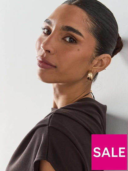 Brown Asymmetric Ruched Top