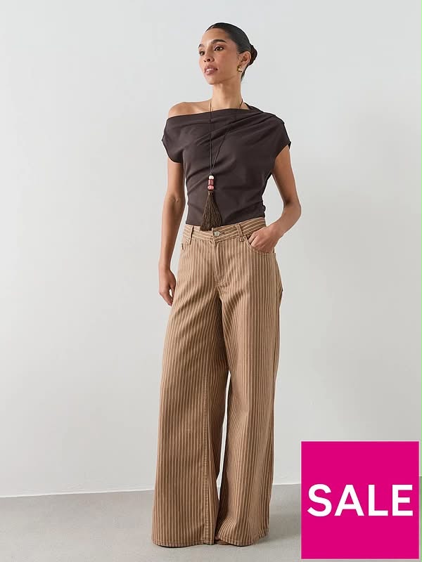 Brown Asymmetric Ruched Top
