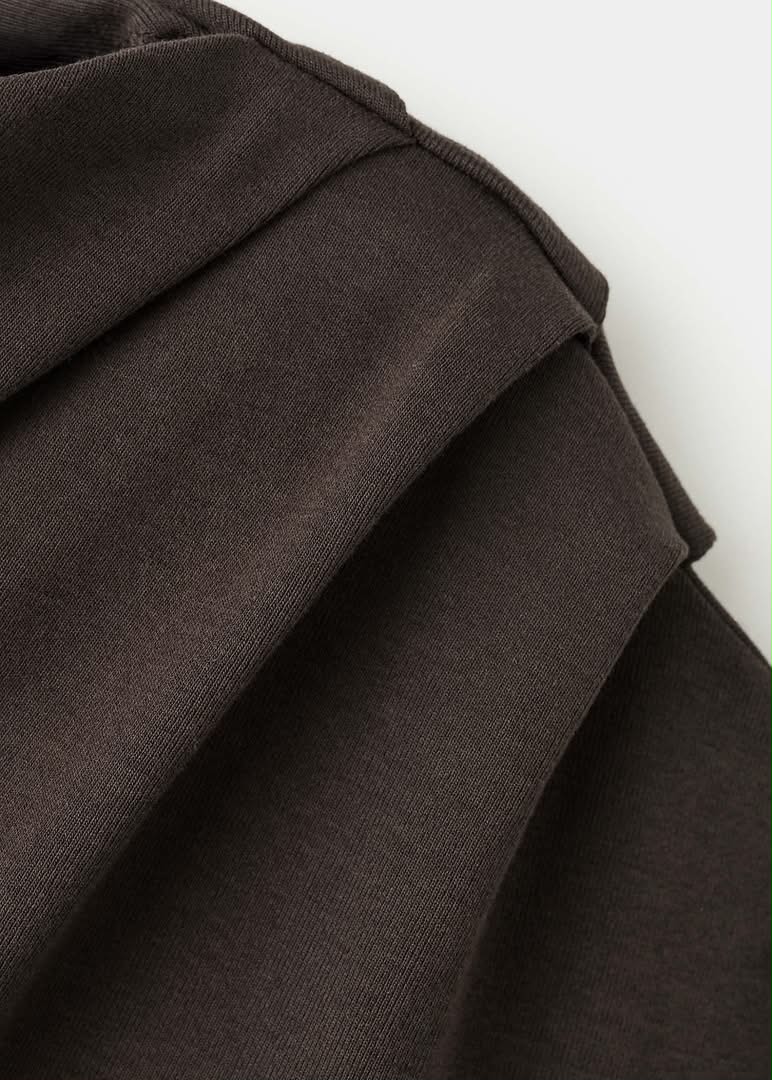 Brown Asymmetric Ruched Top