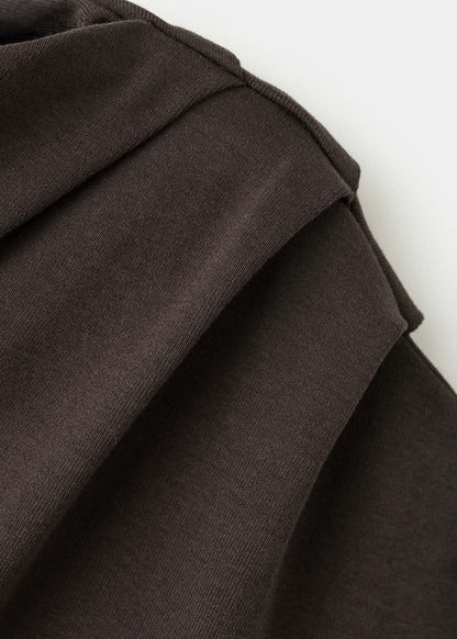 Brown Asymmetric Ruched Top