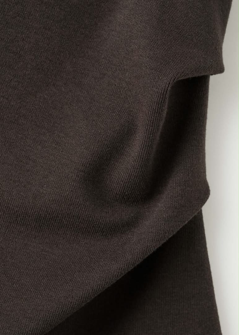 Brown Asymmetric Ruched Top