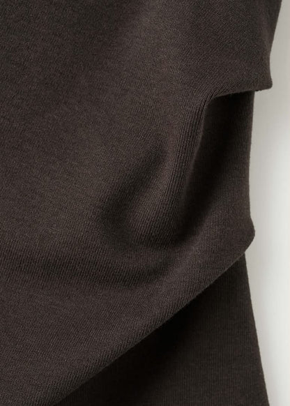 Brown Asymmetric Ruched Top