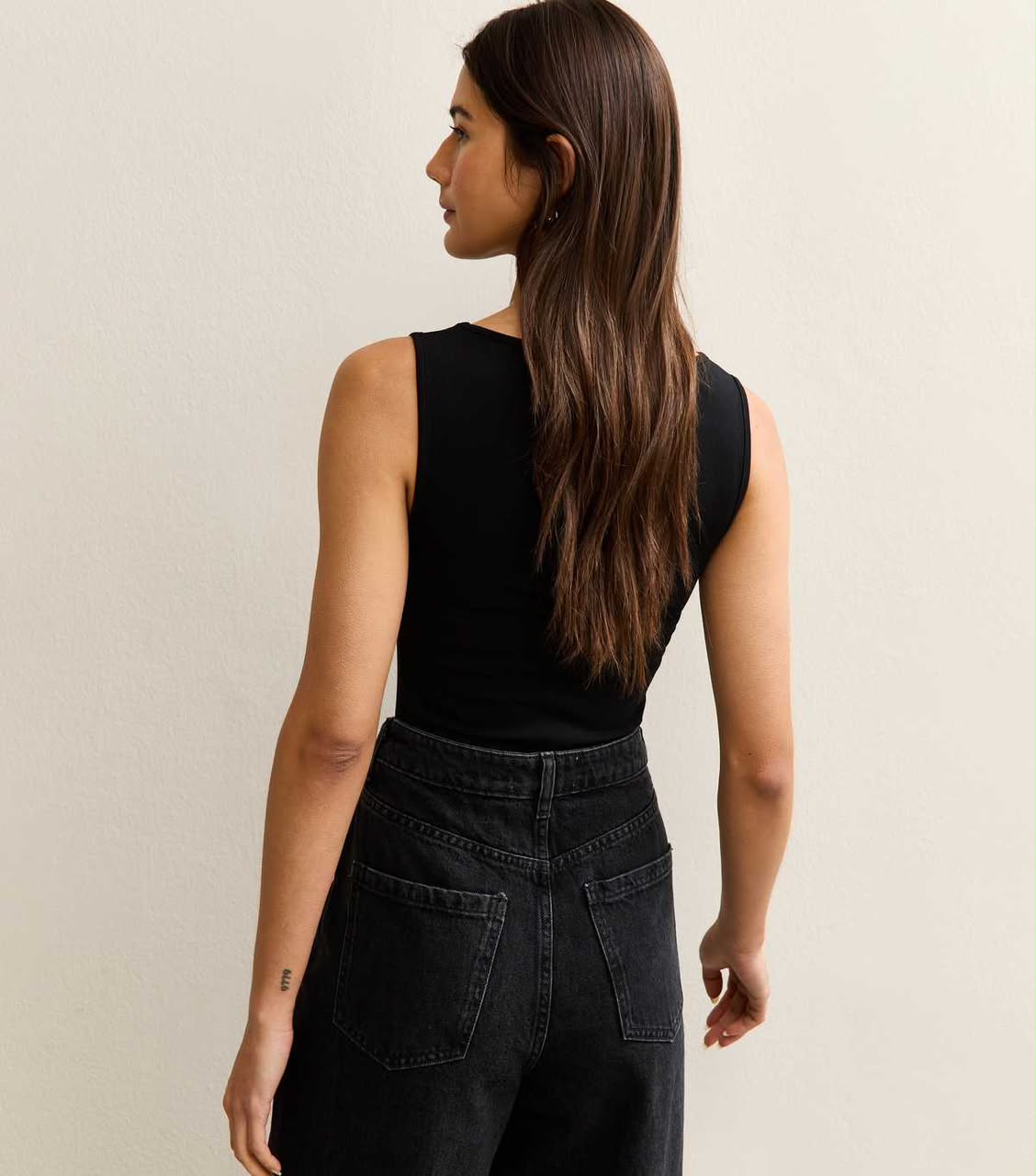 New Look Black Sleeveless Slash Neck Bodysuit