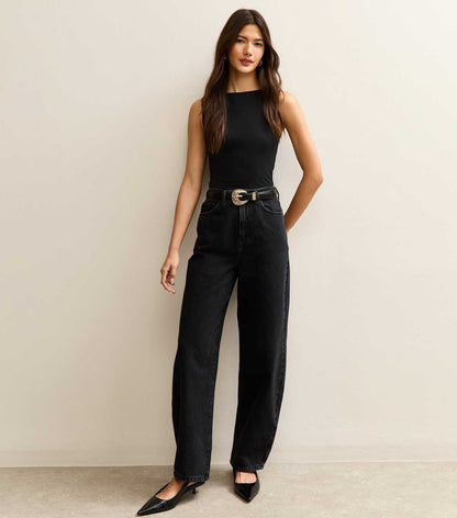 New Look Black Sleeveless Slash Neck Bodysuit