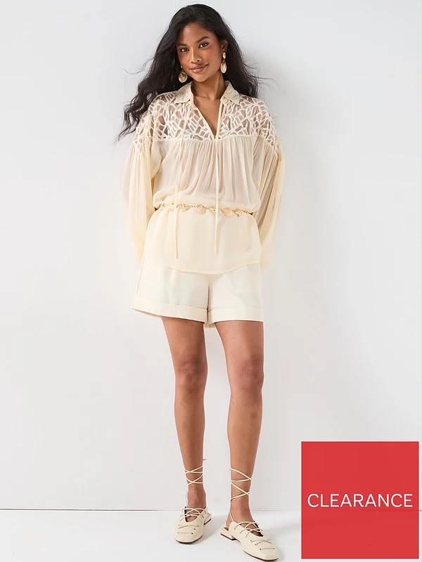 Cutwork Floaty Blouse cream