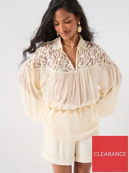 Cutwork Floaty Blouse cream
