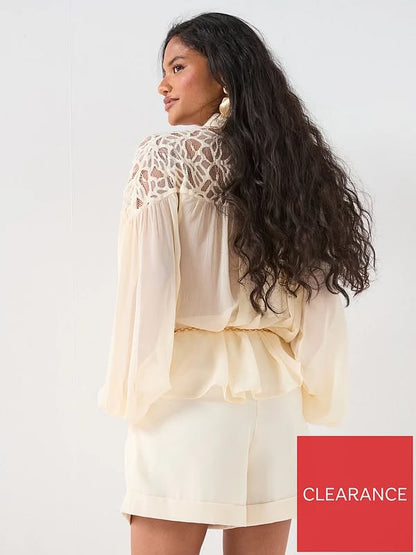 Cutwork Floaty Blouse cream