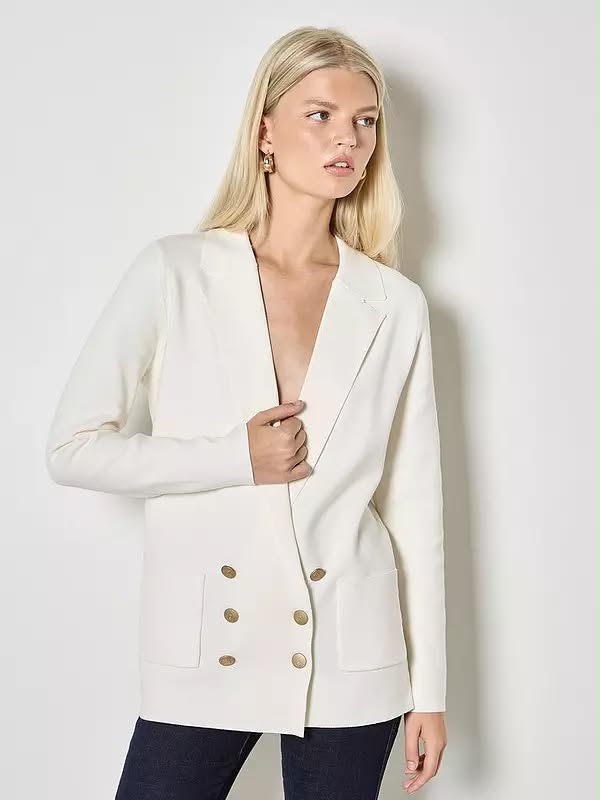 Metal Button Knitted Blazer