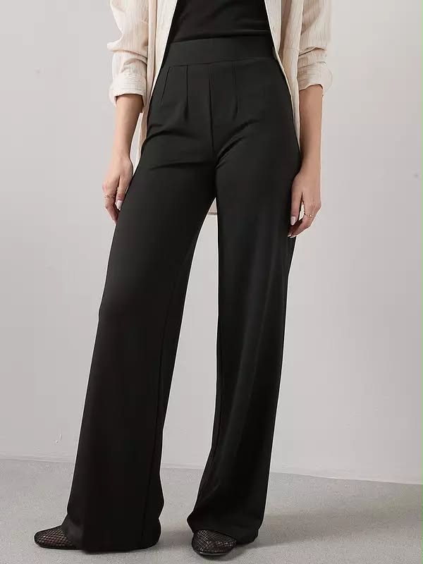 High Waist Wide Leg Trouser - Black