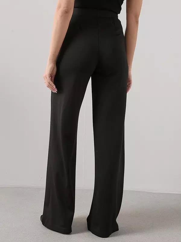 High Waist Wide Leg Trouser - Black