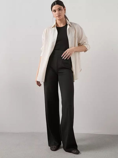 High Waist Wide Leg Trouser - Black