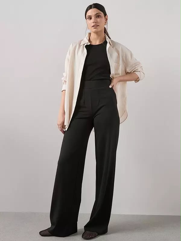 High Waist Wide Leg Trouser - Black