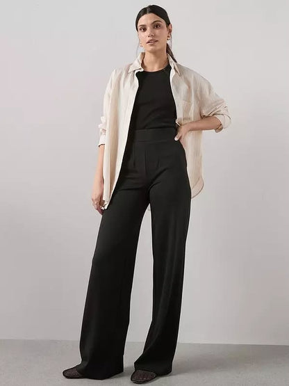 High Waist Wide Leg Trouser - Black