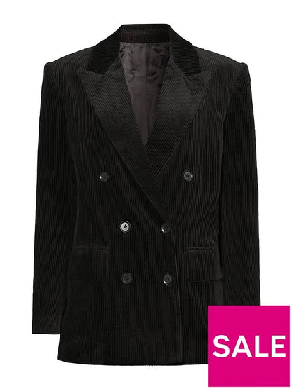 Black Cord Double Breasted Blazer