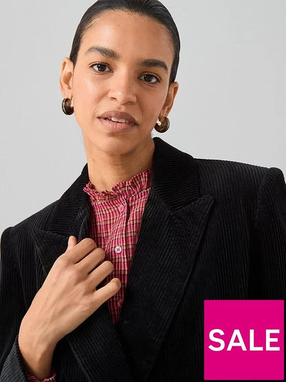 Black Cord Double Breasted Blazer