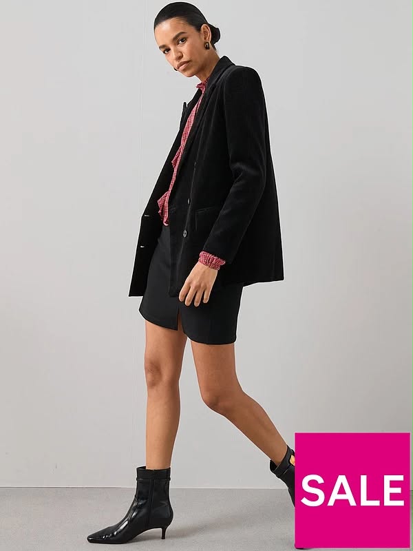 Black Cord Double Breasted Blazer