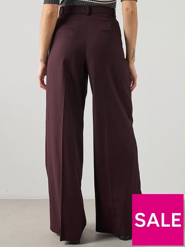 Wide Leg Suit Trousers - Red Wine