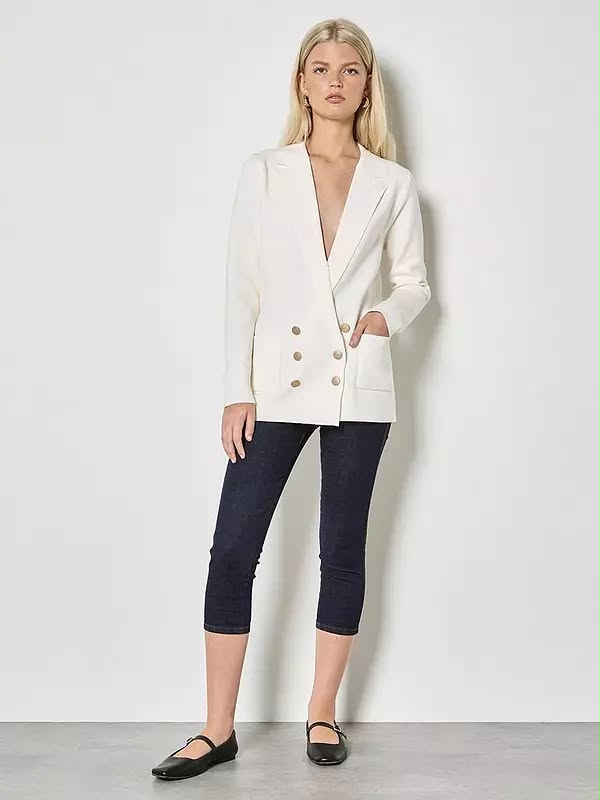 Metal Button Knitted Blazer