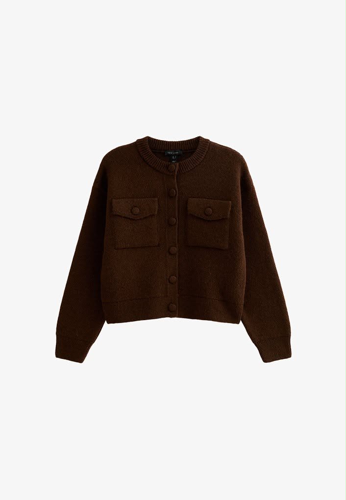 Flap Pocket Cardigan Dark Brown