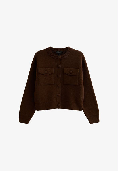 Flap Pocket Cardigan Dark Brown