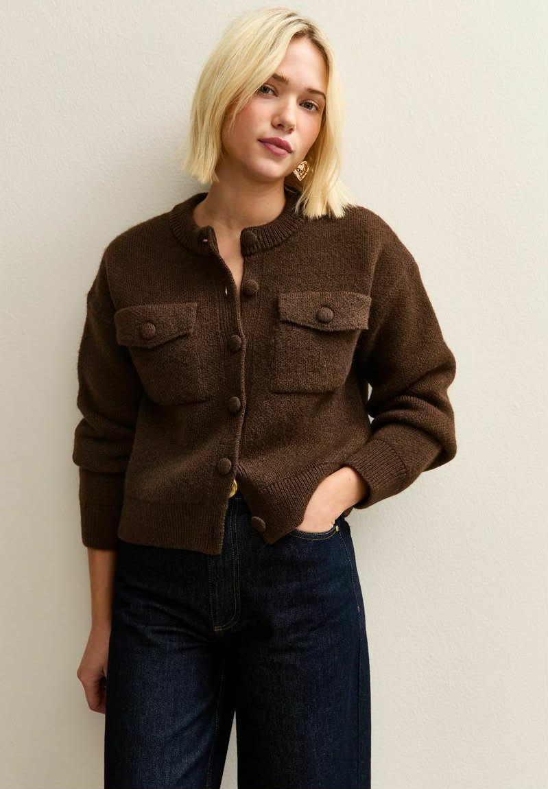 Flap Pocket Cardigan Dark Brown