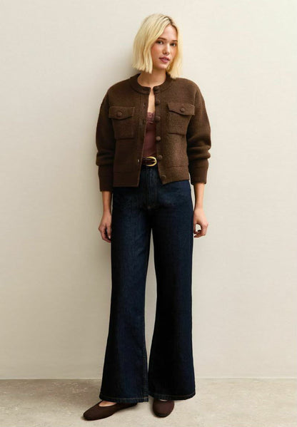 Flap Pocket Cardigan Dark Brown