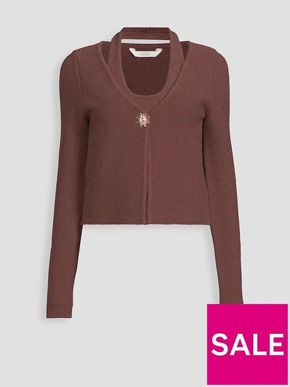 Brown Halter Neck 2 In 1 Cardigan