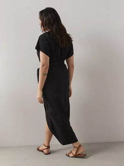 Curve Wrap Skirt Cotton T-Shirt Dress